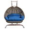 Leisuremod Wicker Hanging Double Egg Swing Chair with Blue Cushions EKDBG-57BU - alternate 8